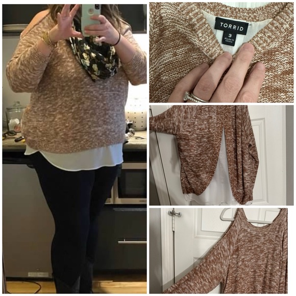 Torrid Women's Cold Shoulder Brown Sweater - Picture 1 of 1